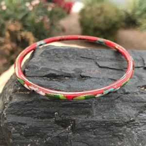 Red Cloisonné Enamel Handmade Bangle Bracelet